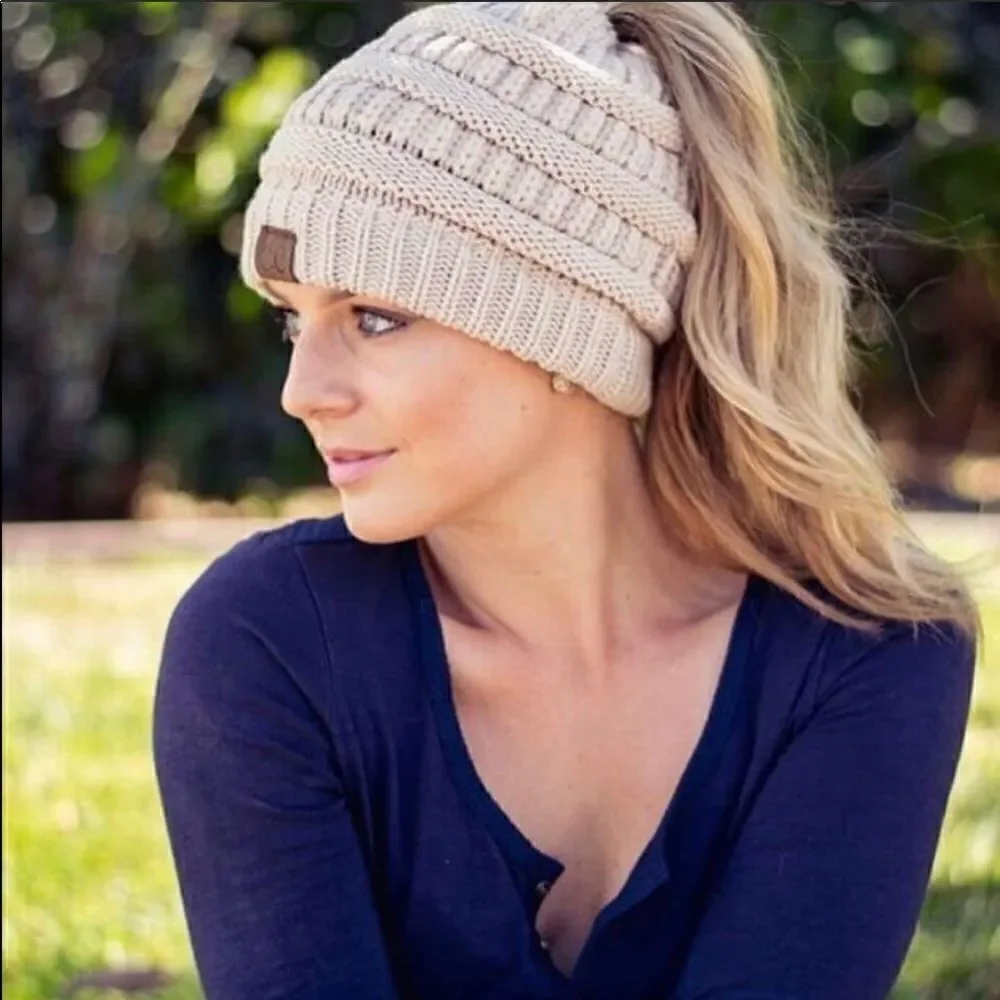 CC Messy bun ! Ponytail Beanie Hat Cutest